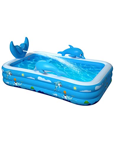 Inflatable Pool for Kids Family Oxsaml 98' x 71' x 22 ' Kiddie Pool with Splash, Swimming Pools Above Ground, Backyard, Garden, Summer Water Party