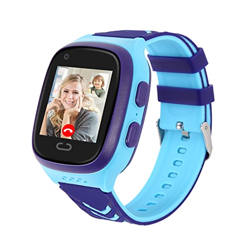 4G Kids Smart Watch for GPS Tracker - Boys Girls Smartwatches with Two Way Calling 7 Puzzle Games SOS Camera Alarm Clock Class Disturb Pedometer for Kids Children Students Ages 3-12 Birthday Gifts