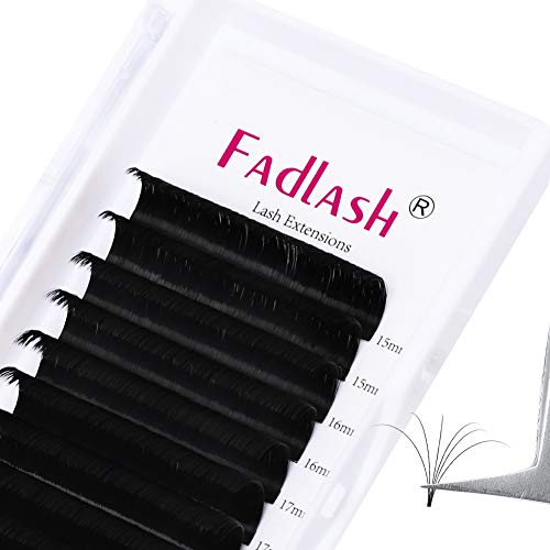 Eyelash Extension D Curl 0.07 15-20mm Mixed Tray Easy Fan Volume Lashes 2D-10D Volume Lash Extensions Self Fanning Eyelash Extensions by FADLASH (0.07-D, 15-20mm Mix)