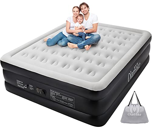 OlarHike Inflatable King Air Mattress with Built in Pump,18'Elevated Durable Air Mattresses for Camping,Home&Guests,Fast&Easy Inflation/Deflation Airbed,Black Family Blow up Bed,Travel Cushion,Indoor
