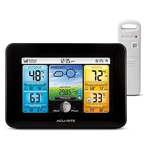 AcuRite Home Weather Station with Color Indoor Weather Station Display and Indoor Outdoor Thermometer, Wireless Outdoor Temperature Thermometer Sensor (02077)