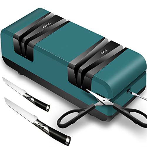 Enutogo Knife Sharpener, Electric Knife Sharpener with 2-Stages Sharpening & Polishing, Knife Sharpener Tool for Kitchen Knives, Knife Sharpener Electric for Scissors and Slotted Screwdriver