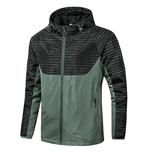Men's Rain Jacket Waterproof Jacket Hooded Windbreaker Windproof Rain Coat Shell for Outdoor Hiking Climbing Traveling Green