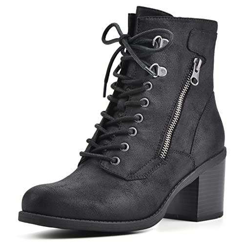 WHITE MOUNTAIN Shoes Dorian Women's Lace-up Boot, Black/Fabric, 8 M