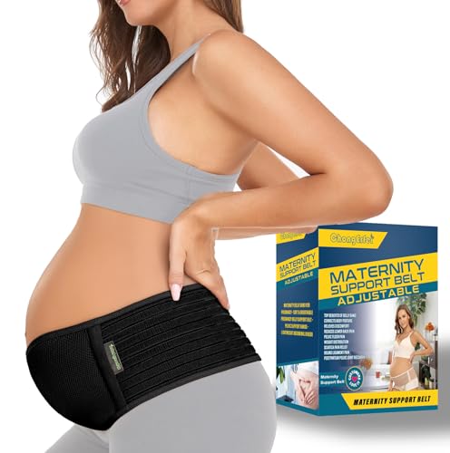 ChongErfei Pregnancy Belly Band Maternity Belt Back Support Abdominal Binder Back Brace - Relieve Back, Pelvic, Hip Pain for Pregnancy Recovery(Black,One Size)