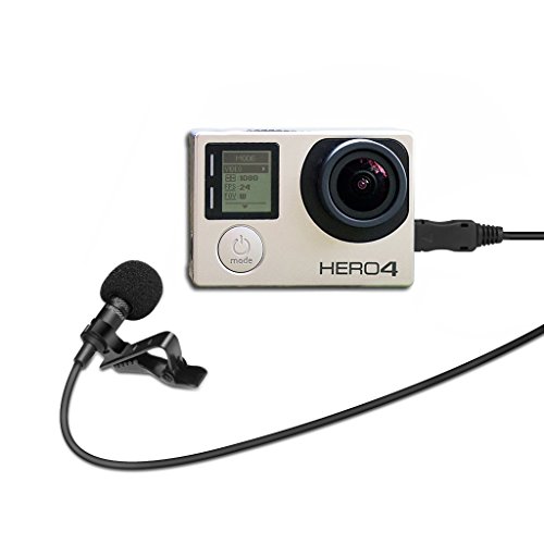 Alemon Lavalier Lapel Clip-on Omnidirectional Condenser Microphone for GoPro HERO3, HERO3+,HERO4