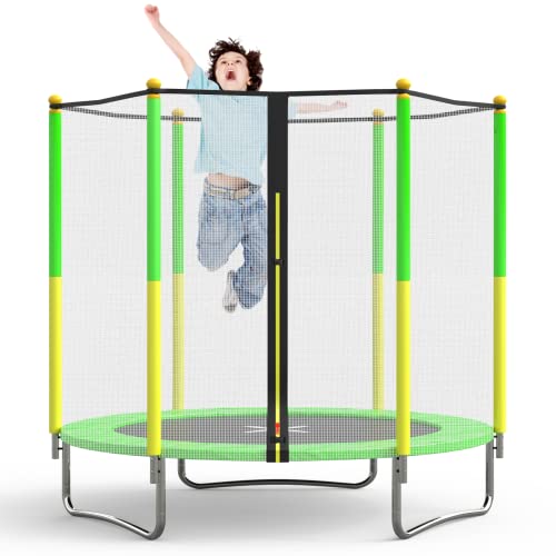 SKOK 5ft Trampoline for Kids, Toddlers Trampoline with Enclosure Net, Mini Indoor/Outdoor Trampolines with Heavy Duty Frame, Best Fun Fitness Gifts for Toddlers, Boys & Girls，Age 1-8