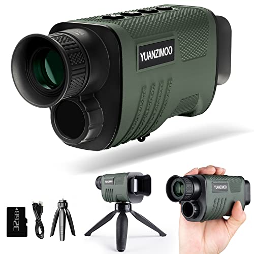 Night Vision Monocular Digital Infrared Monocular Telescope for 100% Darkness with 8X Zoom 2000mAh Rechargeable Battery Upgrade Tripod 32 GB SD Card & Card Reader, for Adult Hunting Camping Green