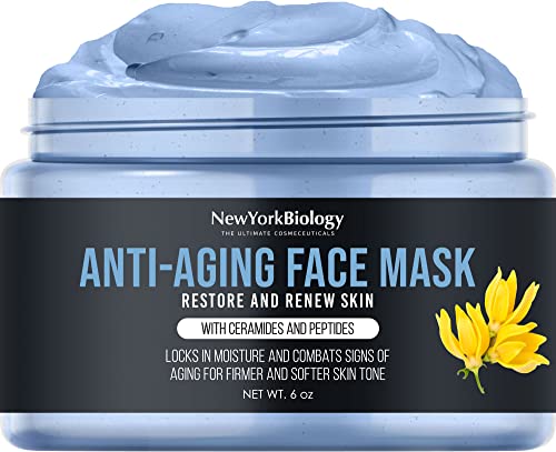 New York Biology Anti Aging Facial Mask 6 oz – Moisturizing and Hydrating Face Mask for Acne, Pores, and Clear Skin – Deep Facial Cleanser Clay Mask for Normal and Oily Skin