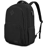 Classic Laptop Backpack for Women Men, Large Capacity College Backpacks School Bookbag Water Resistant Travel Work Bag, Fit 15.6 Inch Laptop, Black