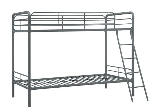 DHP 5417096 Metal Bunk Bed with Secured Ladder, Twin/Twin, Silver