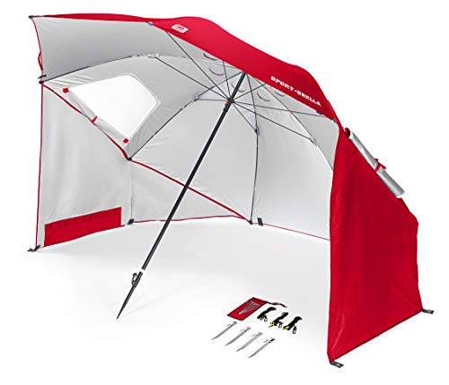 Sport-Brella Vented SPF 50+ Sun and Rain Canopy Umbrella for Beach and Sports Events (8-Foot, Red)