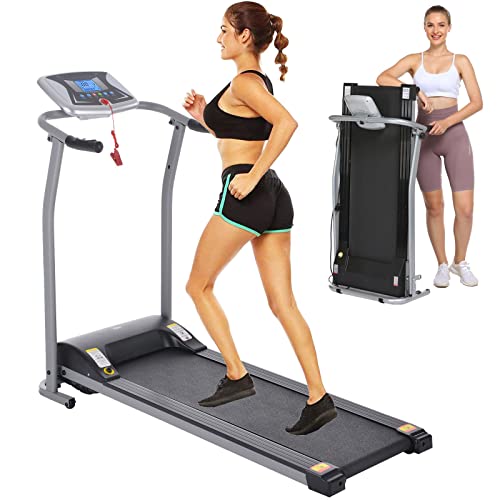 Electric Folding Treadmill with Incline for Home with LCD Monitor,Pulse Grip and Safe Key Motorized Running Jogging Walking Exercise Machine Space Saving for Home Gym Easy Assembly