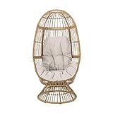 Christopher Knight Home 311450 Ellen Outdoor Wicker Swivel Egg Chair with Cushion, Light Brown, Beige