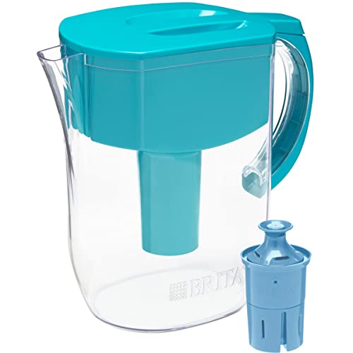 Brita Large Water Filter Pitcher for Tap and Drinking Water with 1 Elite Filter, Reduces 99% Of Lead, Lasts 6 Months, 10-Cup Capacity, BPA Free, Turquoise