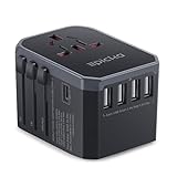 EPICKA Universal Travel Adapter One International Wall Charger AC Plug Adaptor with 5.6A Smart Power and 3.0A USB Type-C For USA EU UK AUS (Grey)