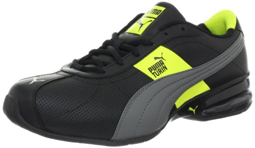 PUMA mens Cell Turin Perf-m fashion sneakers, Black/Steel Grey/Fluorescent Yellow, 11 US