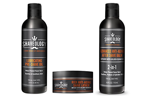 Shaveology Advanced Skin Care Trio - Best Selling Pre Shave Oil, Rich Shave Lather and Our 2-in-1 Anti-Aging After Shave Balm