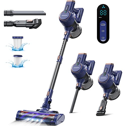 Cordless Vacuum Cleaner, 6 in 1 Lightweight Stick Vacuum Cleaner with 3 Power Modes, LED Display, Powerful Stick Vacuum Up to 45min Runtime, Vacuum Cleaner for Hardwood Floor Pet Hair Home Car