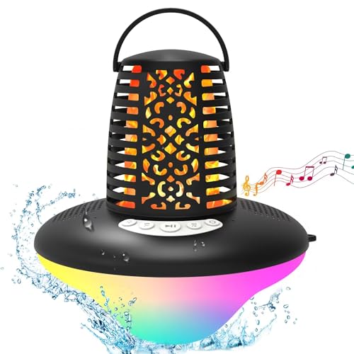 KingSom Bluetooth Pool Speaker,Floating Bluetooth Speaker with LED Flame Light and RGB Lights,Hot tub Speaker IP68 Waterproof Pool Speaker,HD Stereo Sound,Deep Bass,TWS Pairing Portable Speaker