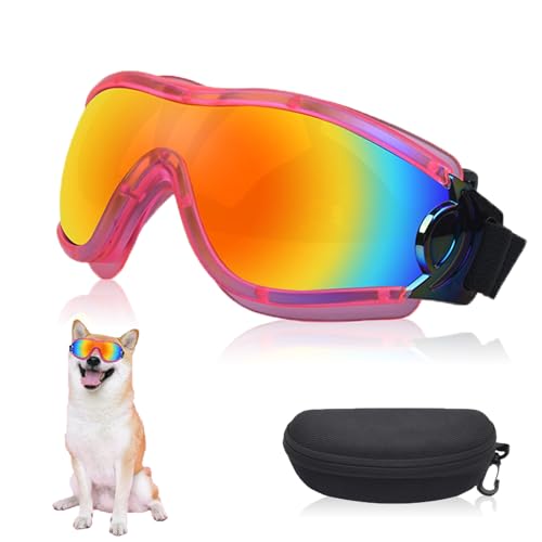 Mitubati Dog Sunglasses Pet Goggles for Medium Large UV Protection Wind Protection Dust Protection Adjustable Strap Dog Glasses Suitable for Snow Beach Motorcycle