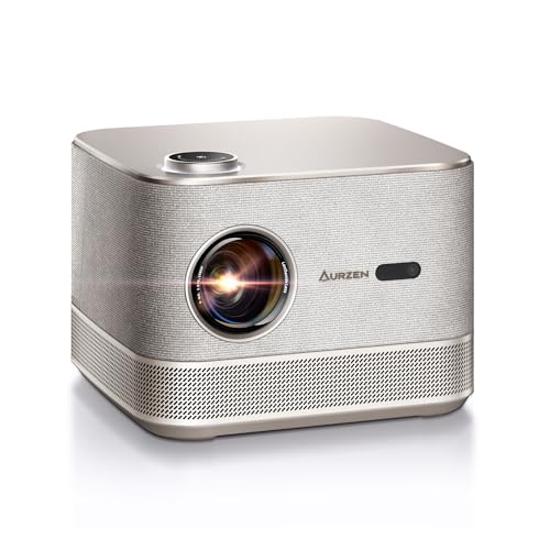 AURZEN Boom 3 All-ln-One Smart 4K Projector with WiFi and Bluetooth, 3D DoIby Audio & 36W Speakers, Auto Focus & Keystone, Netflix Official 4K Supported 500 ANSI Home Outdoor proyector Gold