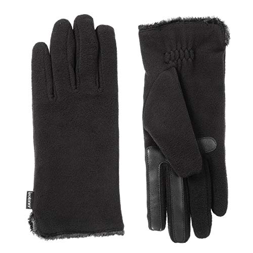 isotoner Women's Stretch Fleece Touchscreen Texting Cold Weather Gloves with Warm, Soft Lining, smartDRI Black, One Size