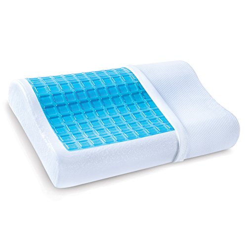 Contour Memory Foam Pillow w/ Cooling Gel by PharMeDoc - Orthopedic Bed Pillow incl. Removable Pillow Cover, Contour Design
