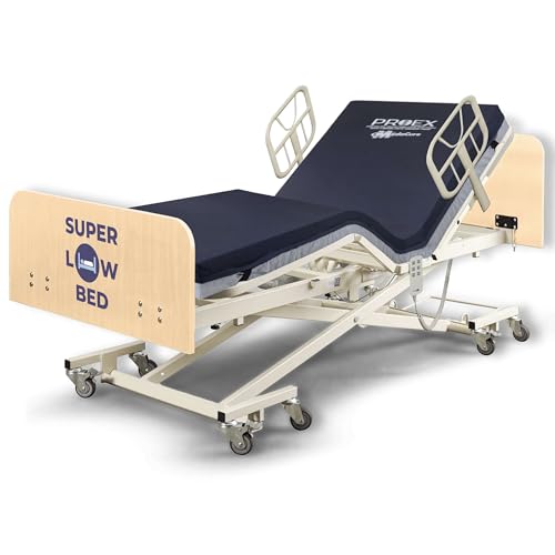 Ultra Low Adjustable Hospital Bed - 7' - 30' Height Range, 80' - 88' Length Range, 36' Width - Full Electric Medical Bed with 8 Function Hi/Lo Hand Pendant with Auto Contour - Home Care Use -Maple