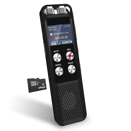 72GB Digital Voice Recorder: Voice Activated Recorder with Playback, Audio Recording Device for Lectures Meetings, Dictaphone Sound Tape Recorder with Password | USB