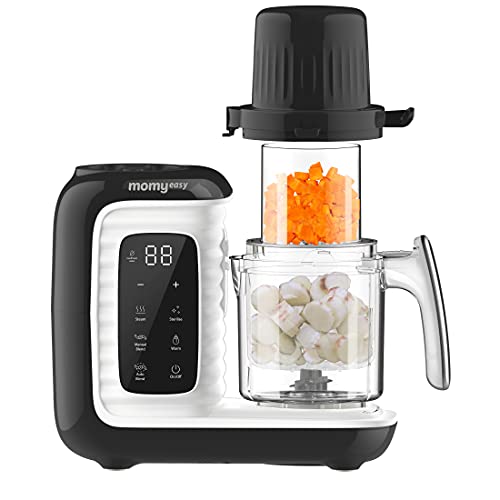 MOMYEASY Baby Food Maker, Multifunction Baby Food Processor Chopper Grinder, Baby Food Steamer and Puree Blender in-One, with Bottle Warmer, Auto Cooking & Grinding with Touch Control Panel&Self Cleans (Black)
