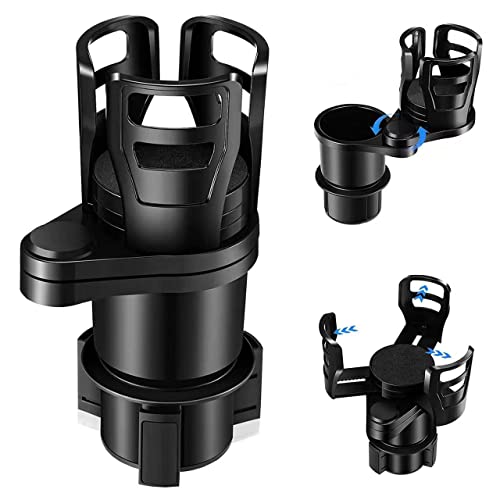 Dual Cup Holder Expander for Car, 2 in 1 Multifunctional Car Cup Holder Expander with Adjustable Base All Purpose for 20 Oz Bottles Cups Drinks Snacks Compatible with Most Cars …