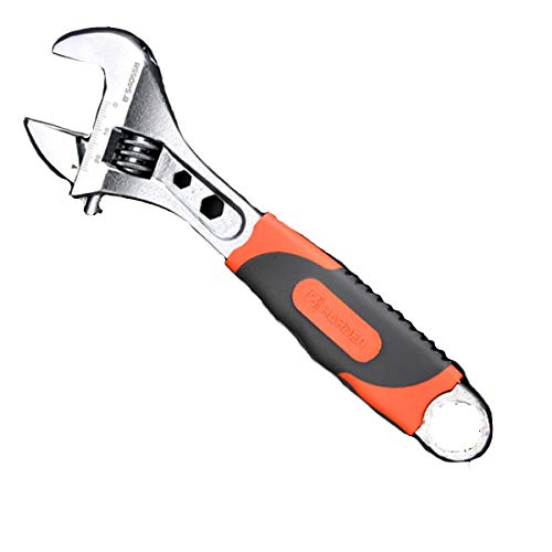 Edward Tools Pro Adjustable Wrench - Carbon Steel Adjusting Design - Crescent Pro Grip for Greater Leverage - Locking Adjustable Width - Spanner Handle (8')