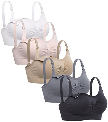 Lataly Womens Sleeping Nursing Bra Wirefree Breastfeeding Maternity Bralette Color Pack of 5 Size S