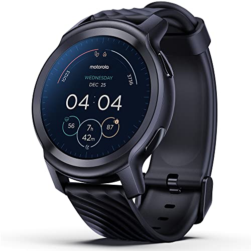 Motorola Moto Watch 100 Smart Watch,42-Millimeter GPS Smart Watch for Men and Women,14-Day Battery,24/7 Heart Rate, SpO2, 5 ATM Water-Resistant, AOD, Compatible with Android and iPhone, Black