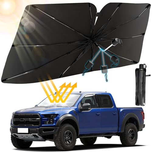 Car Windshield Sun Shade Umbrella, Windshield Sunshades Front Cover UV Protection & Heat Block, 360°Rotation Bendable Foldable Car Shade, Portable Full Cover Sun Shade for Most Vehicles (55*31.5 inch)