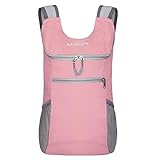 G4Free Lightweight Packable Shoulder Backpack Hiking Daypacks Small Casual Foldable Camping Outdoor Bag 11L(Light Pink)