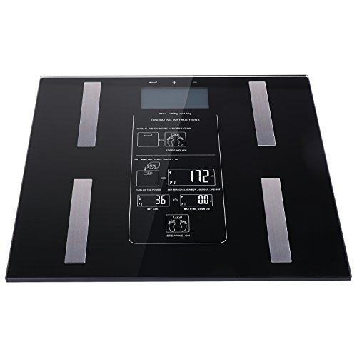 Thinp Digital Bathroom Electronic Body Fat Scale Multifunction Measures Water, Muscle, Bone, Calorie, BMI LED Display Black