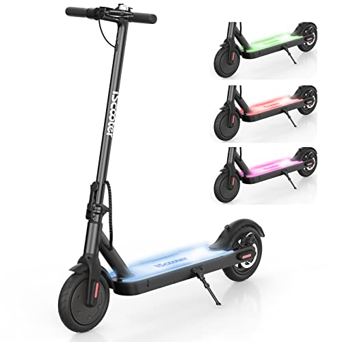iScooter i8 Electric Scooter, Colorful Rainbow Light. Upgraded 500W Motor, 8.5” Pneumatic Tires, Max 15 MPH, 12-15 Miles Range, with 3 Speed Modes and Dual Braking for Adults and Teenagers - Black