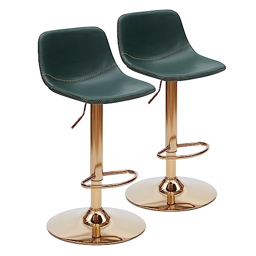 Adjustable Bar Stools Set of 2, Mid Century Modern Swivel Bar Stools, Industrial Bar Height Stools with Back Support Counter Height Bar Chairs Pu Leather Bar Stool for Kitchen Island Rustic Barstools