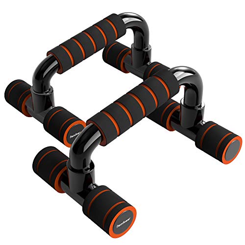 Readaeer Push Up Bars Gym Exercise Equipment Fitness 1 Pair Pushup Handles with Cushioned Foam Grip and Non-Slip Sturdy Structure Push Up Bars for Men & Women (Orange)