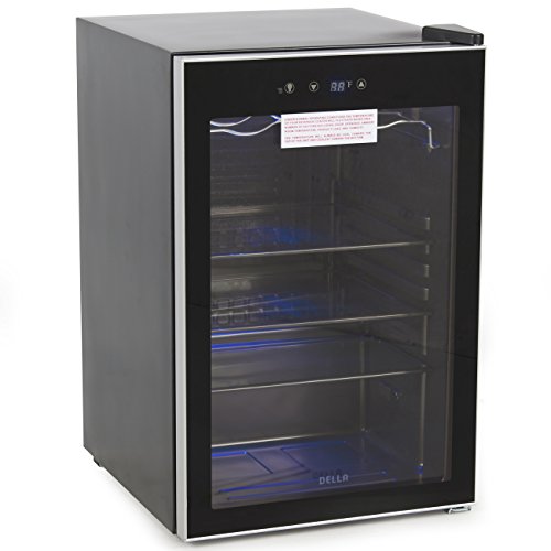 DELLA 048-GM-48198 Beverage Wine Cooler Mini Refrigerator, Digital LED, Black