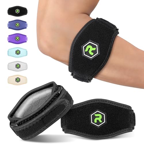 Rakiie Tennis Elbow Brace Pro 2 Pack, Larger Elbow Strap W Silicone Pad Better Support for Tendonitis, Tennis Elbow & Golfer's Elbow Pain Relief for Men & Women Black