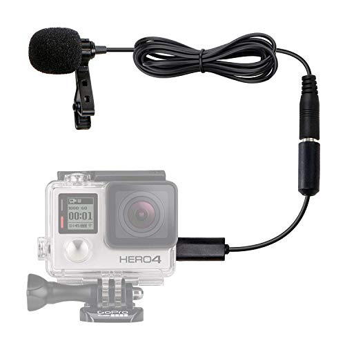 Movo GM100 Clip-on Lavalier Microphone for Compatible with GoPro HERO3, HERO3+ and HERO4 Black, White and Silver Editions - Includes Mic Adapter for Go Pro