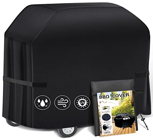 Grill Cover, BBQ Cover 58 inch,Waterproof BBQ Grill Cover,UV Resistant Gas Grill Cover,Durable and Convenient,Rip Resistant,Black Barbecue Grill Covers,Fits Grills of Weber,Brinkmann etc