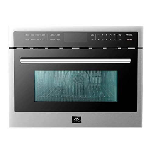 FORNO 24-Inch Microwave Oven with Touch Control Button - 1.6 Cubic Feet Electric Oven Capacity - Stainless Steel Built-in Convection Oven with Smart Sensor and Child Safety Lock