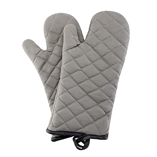 ARCLIBER Oven Mitts 1 Pair of Quilted Lining,Heat Resistant Kitchen Gloves,Classic Flame Oven Mitt Set,Grey
