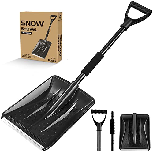 Snow Shovel for Driveway -Portable Shovel with Handle and Large Capacity for Snow Removal - Car Snow Shovel for Trunk Car Emergency Camping Home Garden