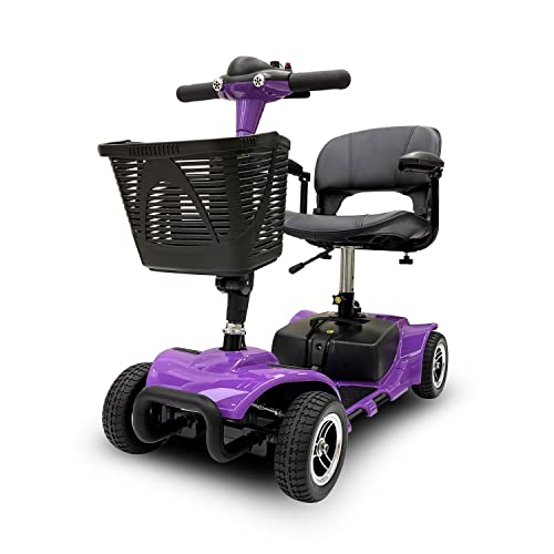Elifecenter Battery Powered 4 Wheel Mobility Scooter for Seniors-Electric Scooter with Seat for Adults- Heavy Duty Structure for All Terrain Indoor Outdoor (Purple)