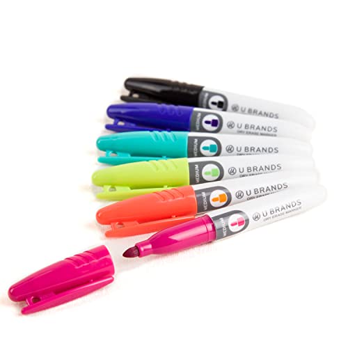 U Brands Low Odor Mini Dry Erase Markers, Medium Point, Assorted Colors, 6-Count